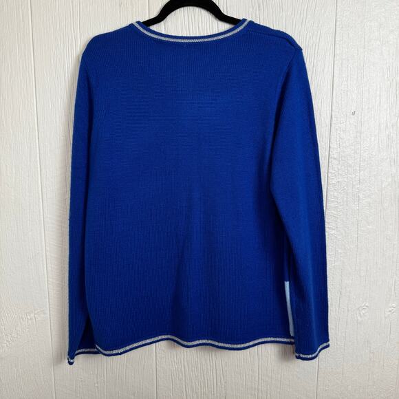 Polar Bear Christmas Cardigan Button Front Sweater Size Medium Blue Holiday - Picture 5 of 6